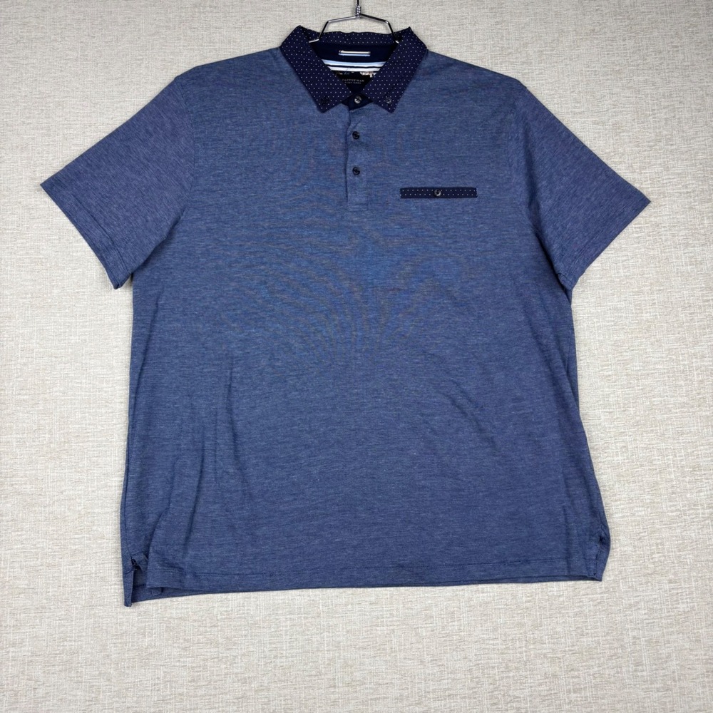Cactus Man Ricky Singh Mens XL Blue Polka Dot Collar Short Sleeve Polo Shirt